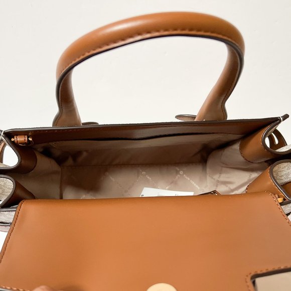 Michael Kors Carmen Medium Flap Satchel Shoulder Bag MK Vanilla - Picture 9 of 10